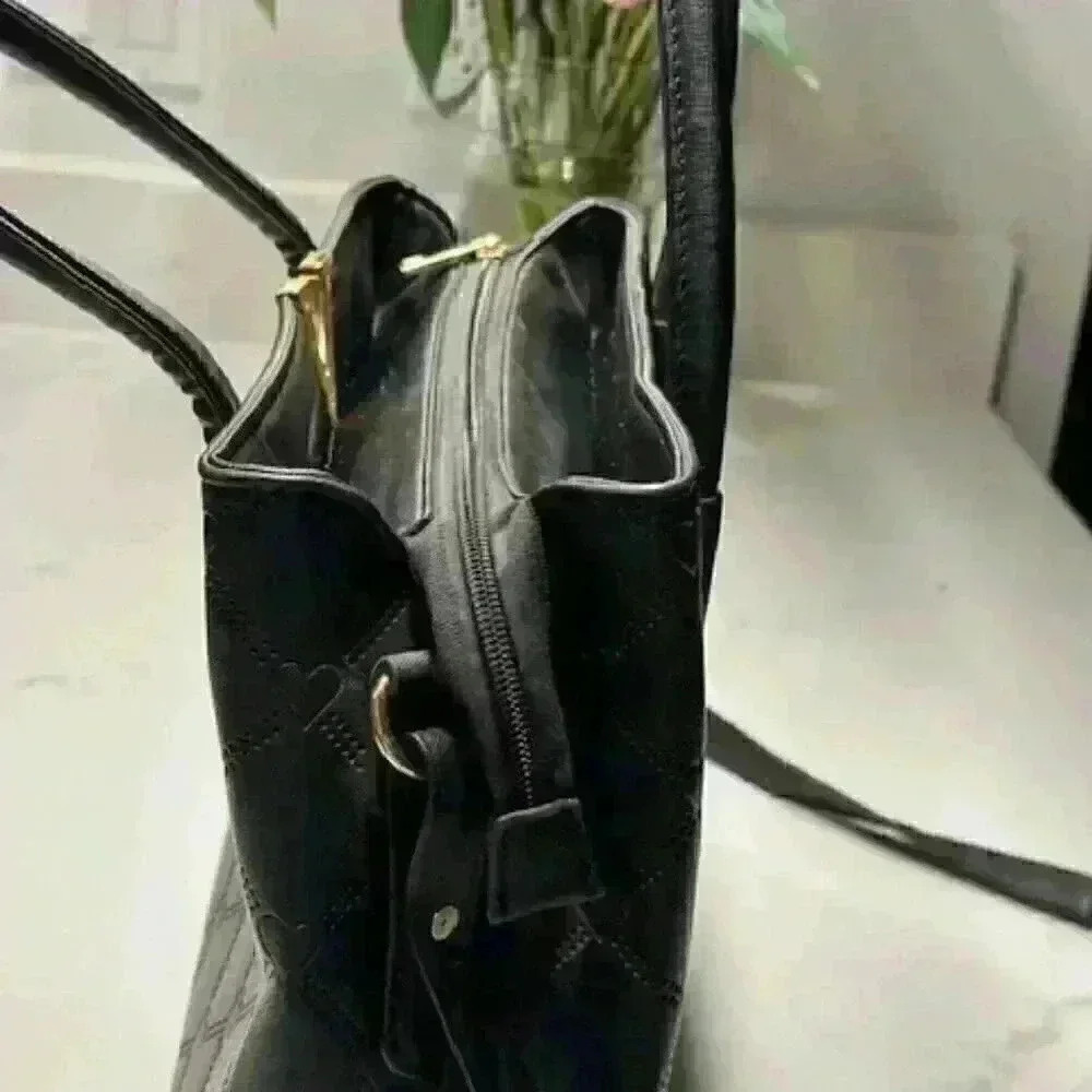 NWOT Crossi Black Vegan Leather Tote Shoulder Bag - Picture 12 of 12